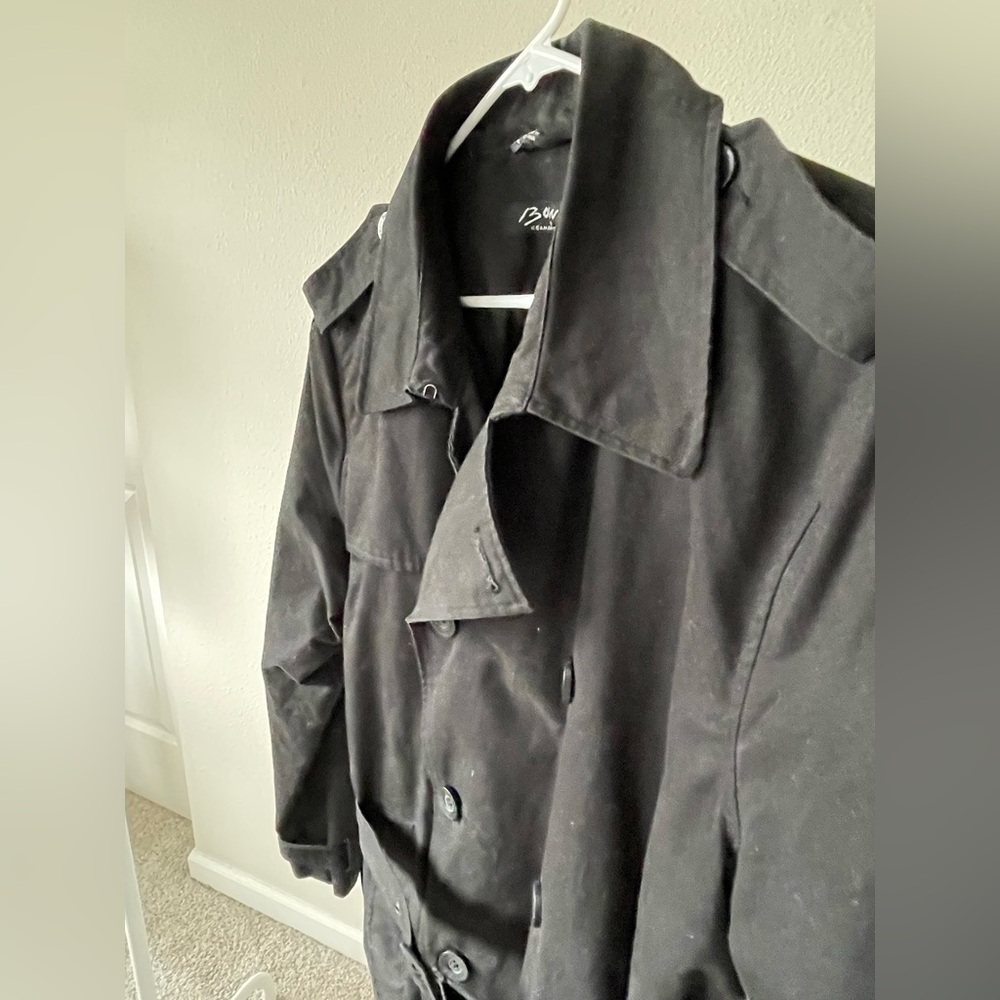Black Double-Breasted Trench Coat - Picture 2 of 5